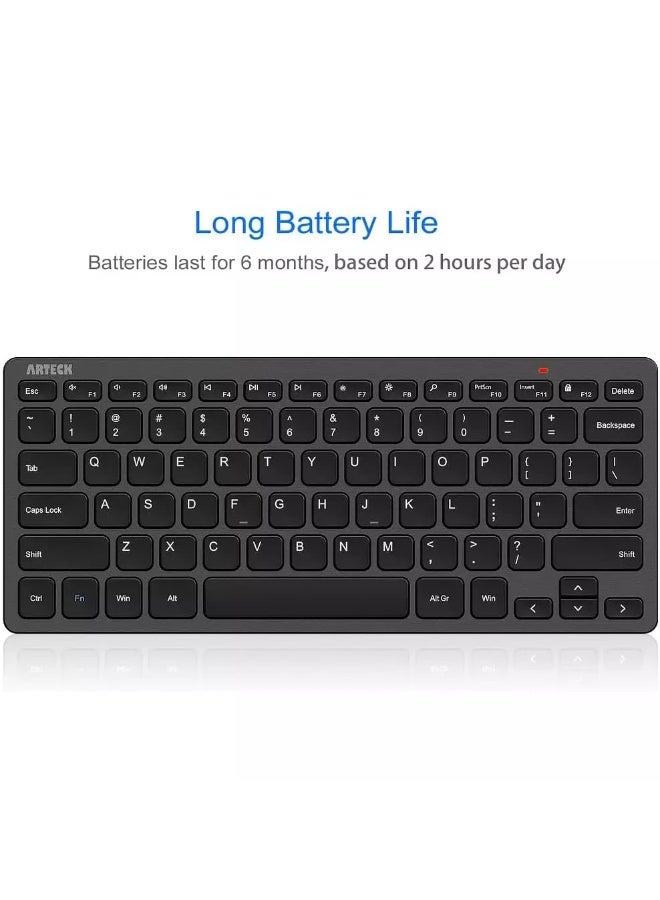 Arteck HW098 Wireless, Bluetooth Ultra Slim and Compact Rechargeable Keyboard with Media Hotkeys for Computer Desktop PC Laptop Surface Smart TV and Windows 11/10/8/7 - Image 2